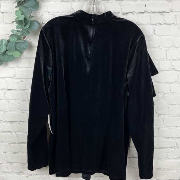 ELOQUII NWT Velvet Mock Neck Ruffle Sleeve Top size 18/20 - Picture 3 of 10